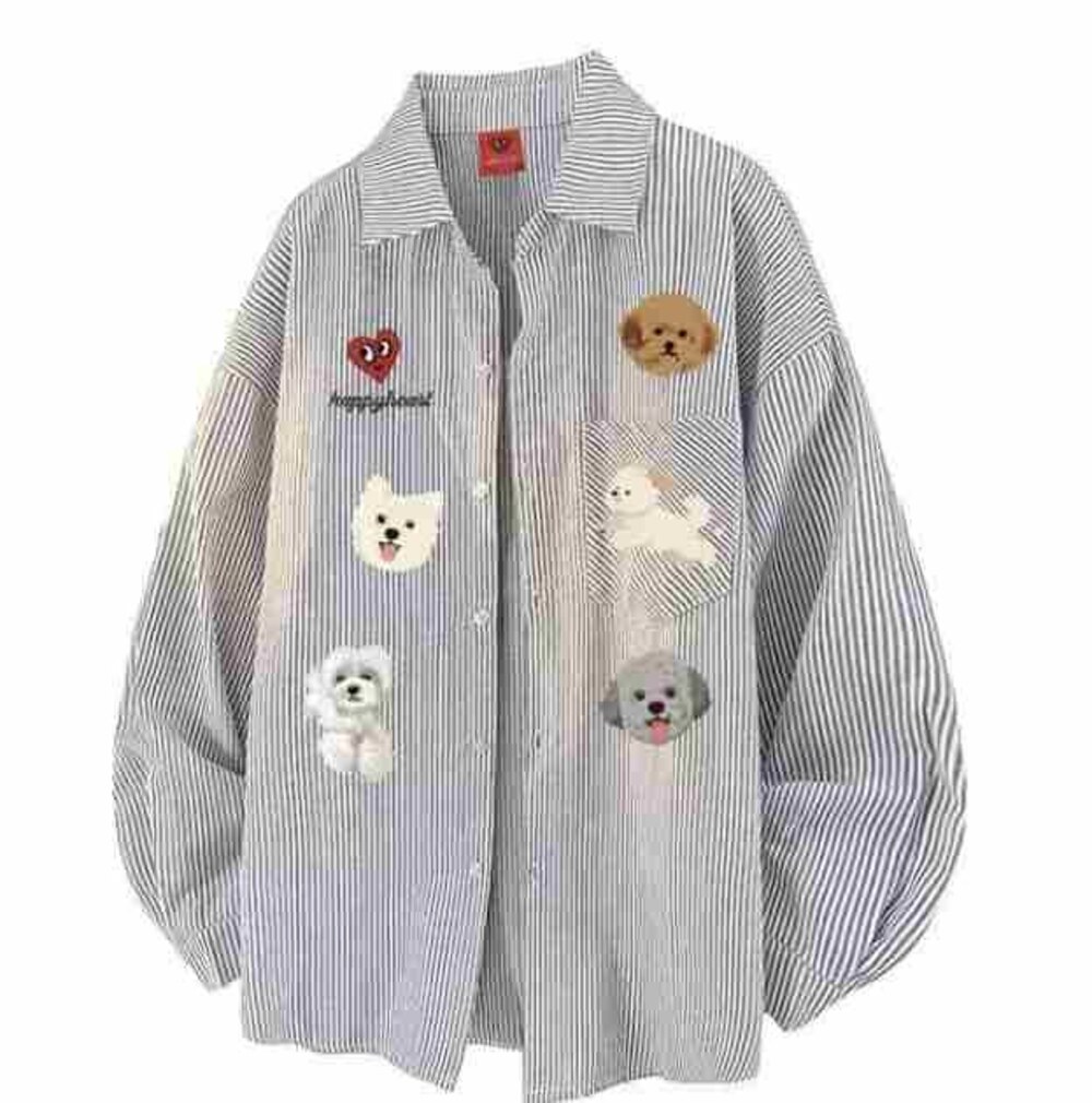 Puppy Patchwork Stripe Shirt